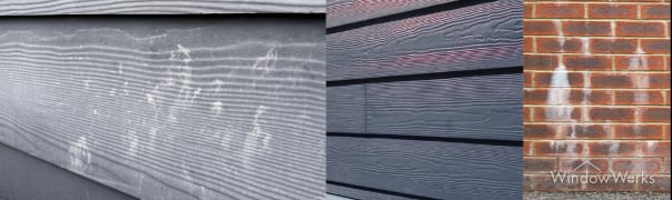 White efflorescence on masonry siding